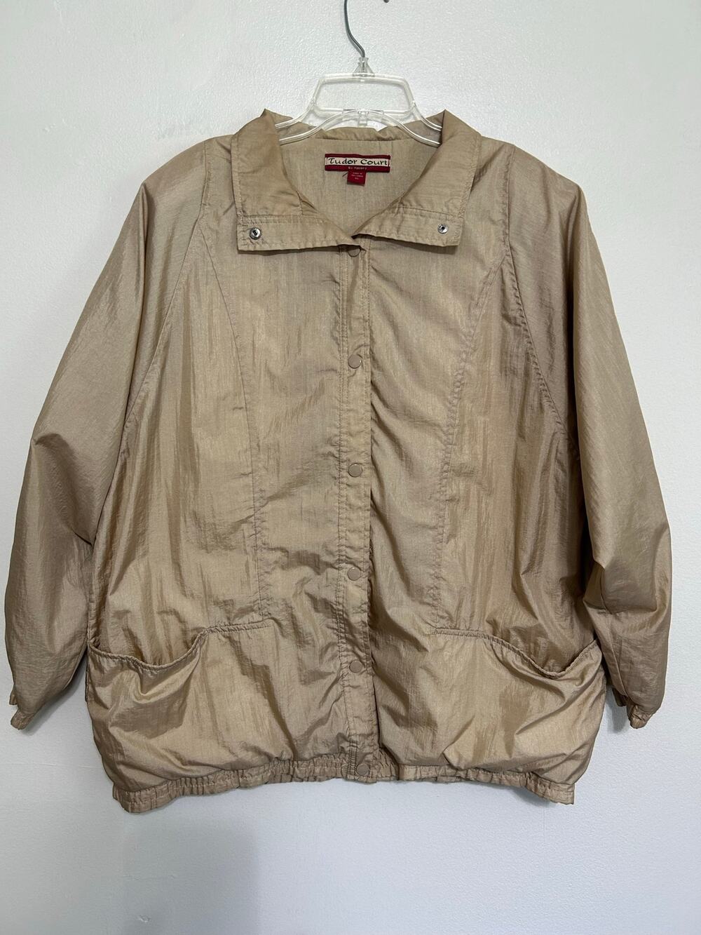 Tudor Court Haband Women's XL Tan Nylon Snap Front Jacket